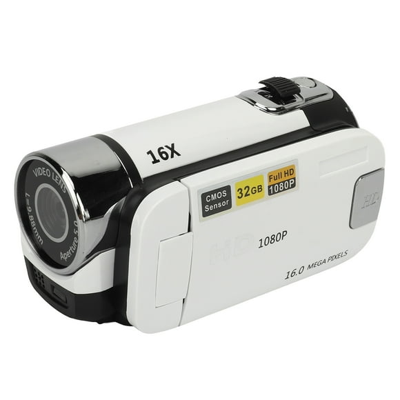 Cámara de Vídeo Digital, 1080p 16MP Cámara Digital 2,4 Pulgadas Pantalla Giratoria Videocámara 16x Zoom Hd Grabadore de Vídeo Con Luz de Relleno