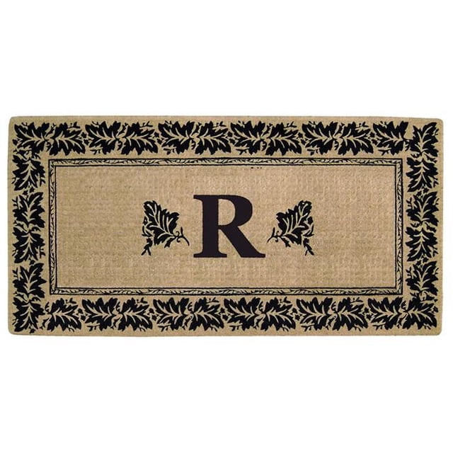 Nedia Home VYR3672 36 x 72 Po Vigne Résistant en Fibre de Coco Porte Mat&44; Monogramme R - Bronzage Naturel & Noir