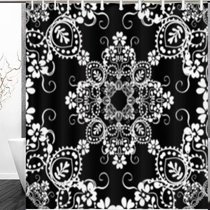 Bpbop Black White Textures Paisley Vintage Flowers Texture Shower