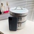 thumbnail image 2 of Caja cosmética de PU Organizador de cosméticos en forma de barril de gran capacidad para viajar a casa JShteea Cuidado Belleza, 2 of 9
