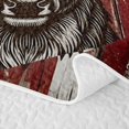 thumbnail image 5 of Manfei Country Style Moose Bed Spread Queen, Wooden American Flag Queen Coverlet Set, Gray Red, Black Reversible, 3-Piece, 1 Quilt and 2 Pillowcases, 5 of 7