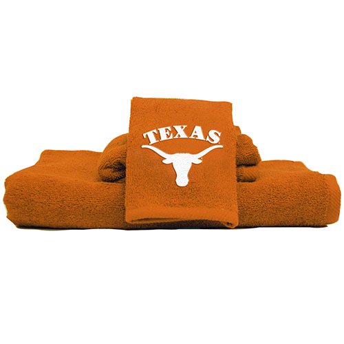 Texas Longhorns 3 Piece Embroidered Bath Towel Gift Set Includes Bath