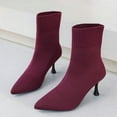 thumbnail image 6 of Mepaouo Women's Pointed Toe Ankle Boots Stiletto Kitten Heel Knit Suede Winter Sock Booties(Red,9.5), 6 of 9