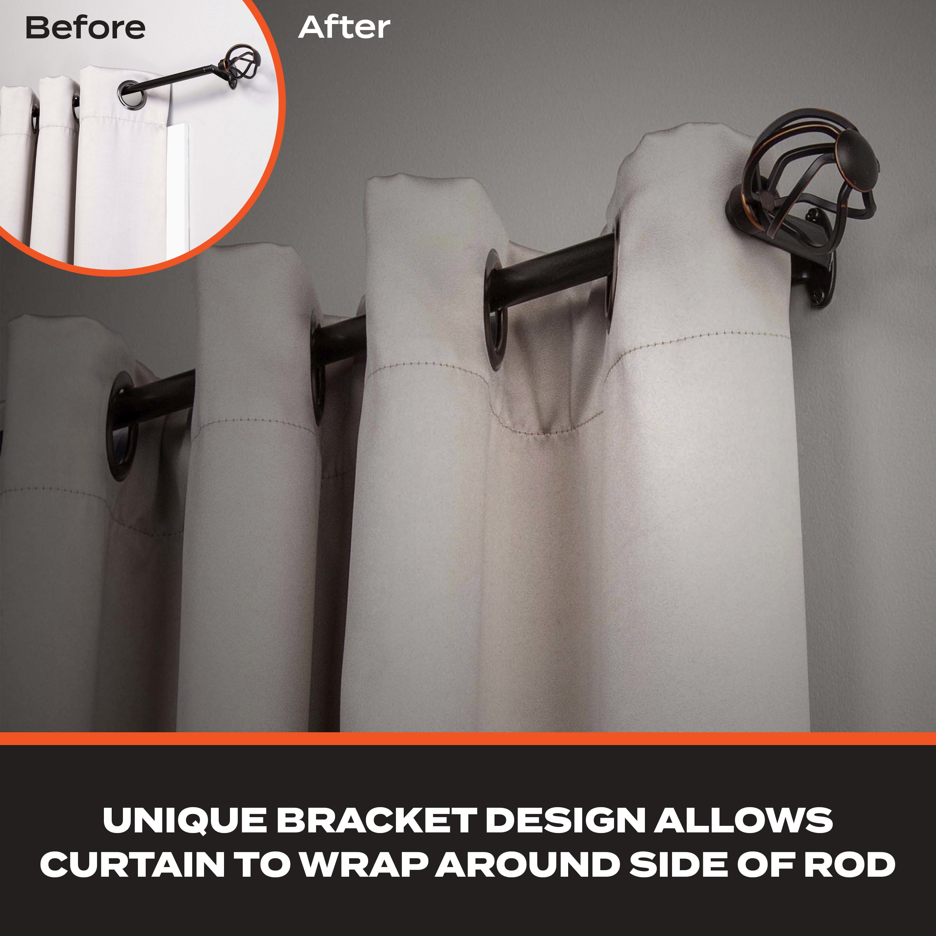Sun Zero Cage 3/4” Decorative Blackout Curtain Rod, 36-66", Oil Rubbed Bronze