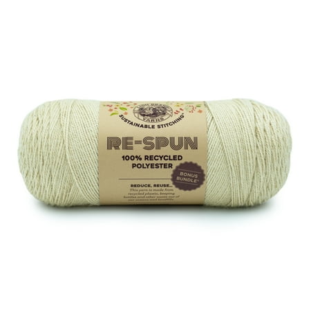 UPC: 0842093130024 | Lion Brand Yarn Re-Spun Bonus Bundle Parchment Medium Recycled Polyester Off-White Yarn 1 Pack