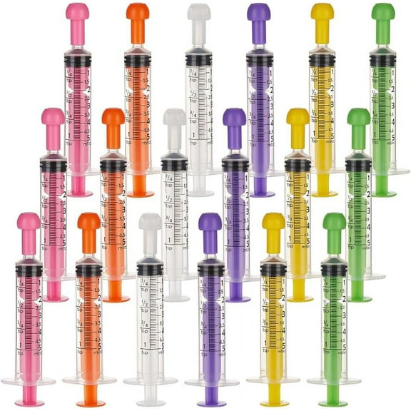 18Pcs 5ML Plastic Measurement Syringe with Cap Individually Sealed Measuring Syringe Tools Without Needle Liquid Syringe