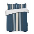 thumbnail image 2 of Navy Blue Beige Striped Full Size Down Alternative Comforter, Lightweight Comforter Quilt Bedding Set with Pillow Shams Modern Farmhouse Retro Lines All Seasons Bed Comforter Duvet Insert 78"x90", 2 of 7