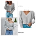 thumbnail image 4 of Suéter De Punto Para Mujer, Jersey De Manga Larga De Color Puro Para Mujer, Cuello En V Transpirable Para Otoño ANGGREK Otros, 4 of 6