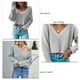 thumbnail image 5 of Suéter de punto para mujer, Prendas de punto con cuello en V para mujer Prendas de punto de manga larga con cuello en V para mujer Top de punto corto para mujer Rendimiento finamente sintonizado, 5 of 6