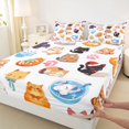 thumbnail image 4 of jejeloiu Kawaii Cartoon Cat Bed Sheets Kids,3D Cute Kitten Pattern King Sheets For Girls,4pcs, 4 of 6