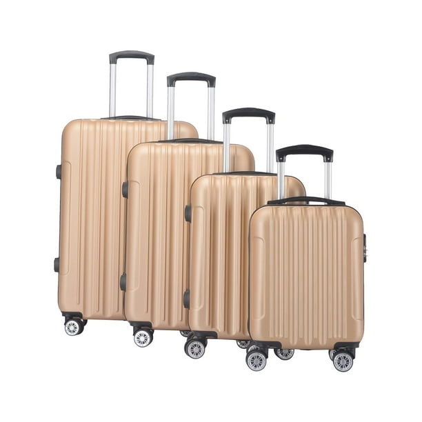 Set de 4 Maletas Rígidas Check In Dorado Grande Mediana Chica Carry On