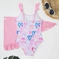 thumbnail image 6 of LIIPEE Girls One-Piece Swimsuit Sets With Solid Color Mesh Wrap Skirt 2 Piece Set Kids Casual Summer Heart Print Open Back Ruffle Swimwear Cute Fashion Pool Party Beachwear,11 Years, 6 of 8