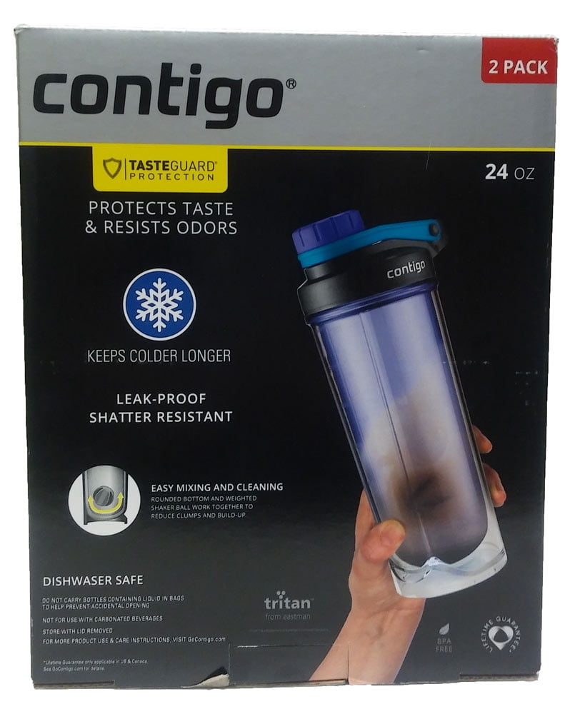 Contigo Shake & Go Fit Shaker Bottles, 2 Pack (Black/Dusted Navy) 