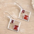 thumbnail image 3 of NOVICA Garnet and carnelian dangle earrings, 'Warm Rhombus', 3 of 7