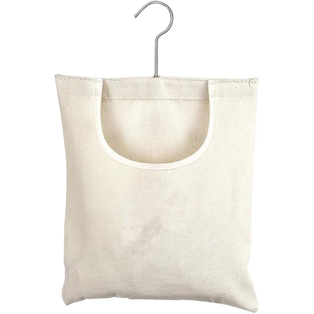 Canvas Clothespin Bag, Portable Reusable Oxford Cloth Hanging Storage Organizer, Laundry Clothes Pin Holder with an Extra-Large Hook for Hanging and Effortlessly Slidingwith