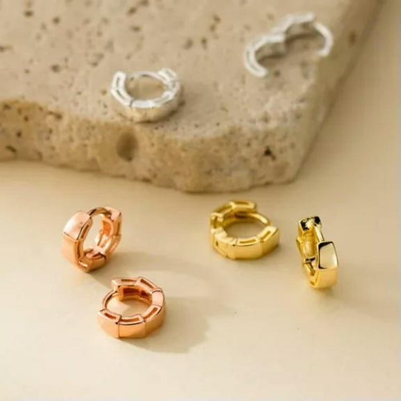 K-KED 925 Sterling Silver Tiny Small 6 mm Hoop Earrings Women Fine Jewelry-Gold