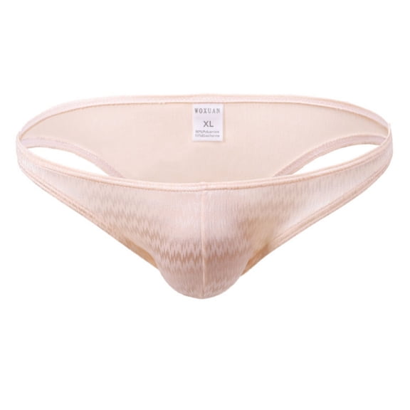 Arnsht Men's Solid Color Ice Silk Underwear Low Waist Briefs Thong Soft Comfort Breathable G-String Underpants Briefs Gold XXL