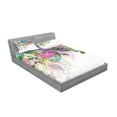 thumbnail image 2 of Ambesonne Flower Fitted Sheet & Pillow Sham Set, Vintage Boho Inspiration, Full, White Violet, 2 of 2