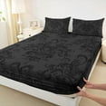 thumbnail image 3 of jejeloiu Gothic Damask Floral Full Size Sheets,Bohemian Butterflies Bed Sheets,Victorian Baroque Flower Sheet Sets For Adult,Ultra Soft Home Decor,4pcs, 3 of 7