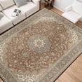 thumbnail image 4 of 5x7 Washable Area Rug Non-Slip Low Profile Vintage Distressed Oriental Rug for Living Room, Bedroom, Dining Room, Office, Brown, 4 of 13