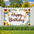 thumbnail image 5 of Floral Design Happy Birthday Banner Decorative Sunflower Butterfly Backdrop for Celebration Spring Party Outdoor Event, 5 of 8