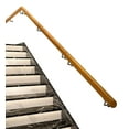 Stair Handrail Wall Rails 12 FT Long, 2.0" Diameter Grab Bar Iron Bracket, Wooden Handrail Stair
