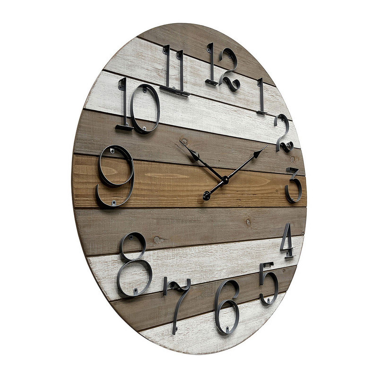 Brenna Round Wood Rustic Farmhouse Style Wall Clock