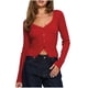 thumbnail image 1 of HongQid Women's Long Sleeve Open Front Cropped Lightweight Cardigan Sweater Button Down Shirt Fall Tops, 1 of 3