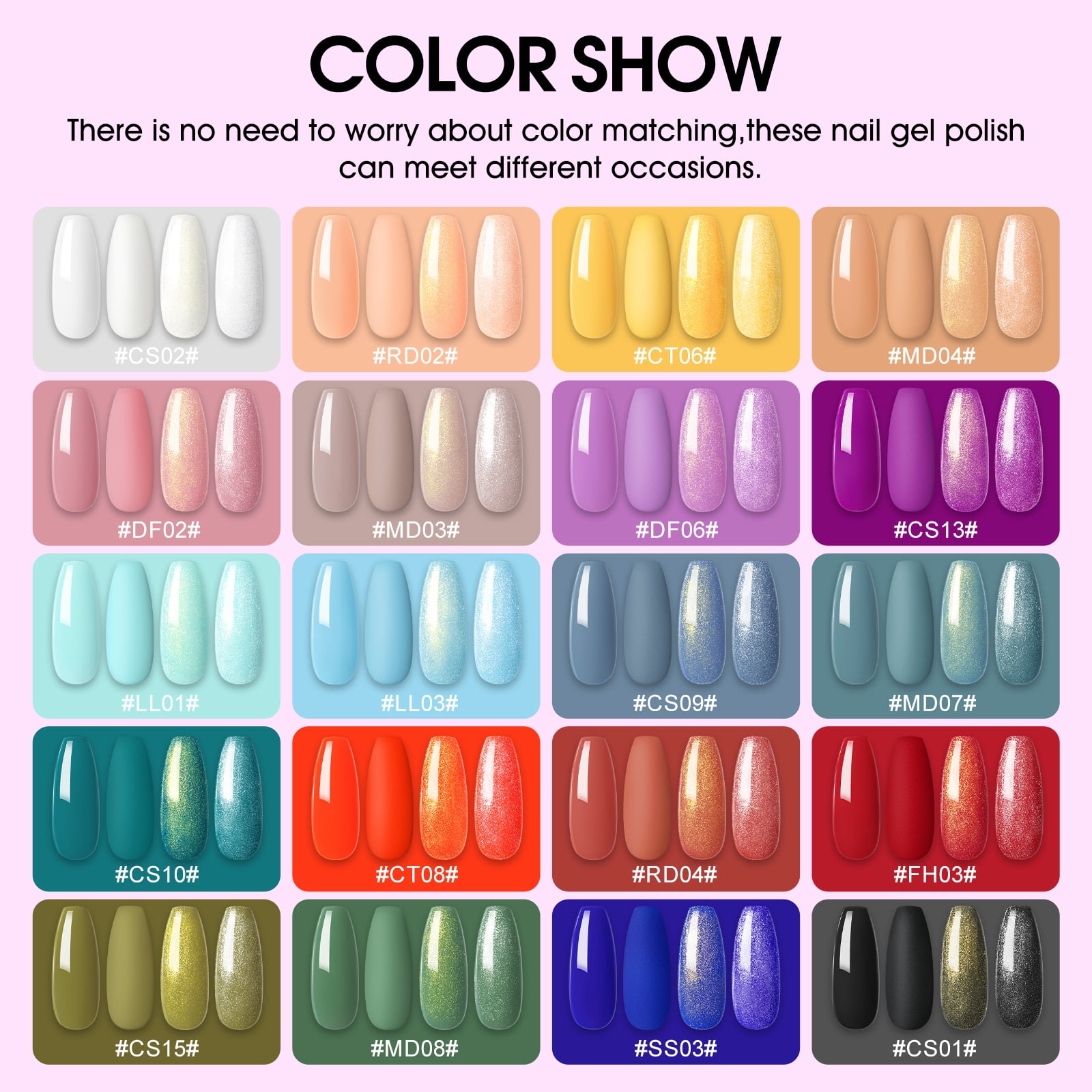 COSCELIA Gel Nail Kit with U V Light Starter Kit 20 Colors Gel Nail Polish Multi-Type Top Base Coat Nail Art Decorations Gel Manicure Nail Kit Gifts for Women