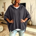 thumbnail image 6 of Nugftut Plus Size Hooded Sweaters for Women Poncho 3/4 Batwing Sleeve Loose Knitted Hoodie Pullover Sweaters, 6 of 6