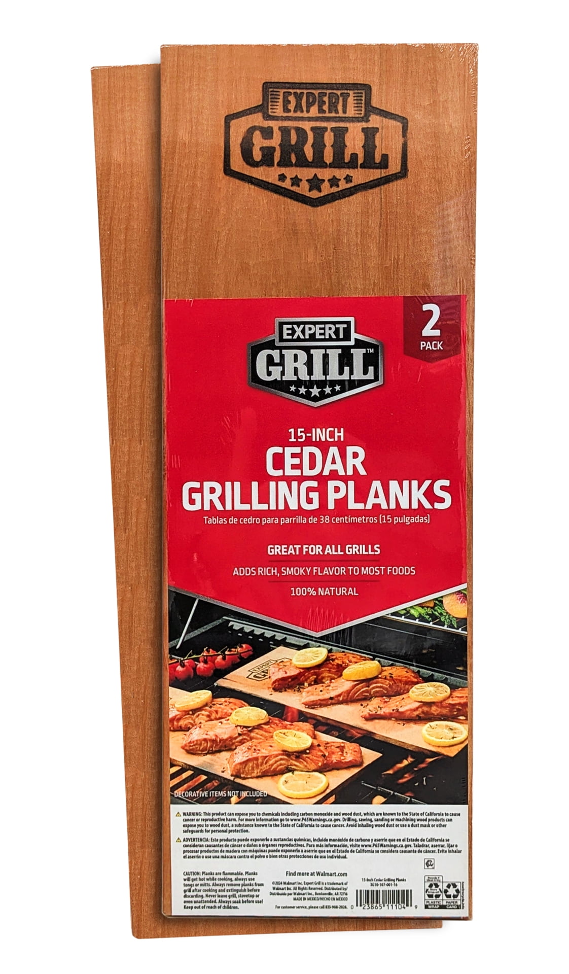 (2 pack) Expert Grill 15 inch Cedar Grilling Planks 2 Pack, 100% Natural, 100% Satisfaction Guaranteed, For Use With Charcoal Or Gas Grills