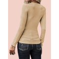 thumbnail image 2 of Womens Casual V Neck Button Down Blouses Long Sleeve Solid Color Slim Fit Knit Tunic Tops, 2 of 6