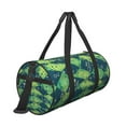 thumbnail image 3 of YFYANG Large Capacity Canvas Gym Bag for Men and Women, Green Geometric Note Pattern Round Portable Travel Bags for Sports Fitness, 3 of 8