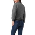thumbnail image 3 of INSPIRE CHIC Women's Stand Collar Zip Up Raglan Sleeves Bomber Quilted Jacket M Dark Gray, 3 of 6