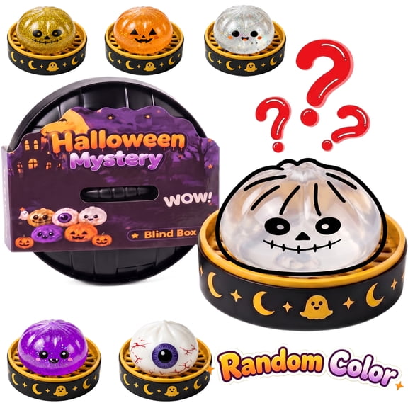 HZYZ 3.35" Giant Dumpling Squishy Mystery Box, Random Halloween Mystery Squishy Dumplings, Halloween Random Glitter Dumpling Squishy Toys, Mystery Soft Slow Rising Ghost Stress Squeeze Balls