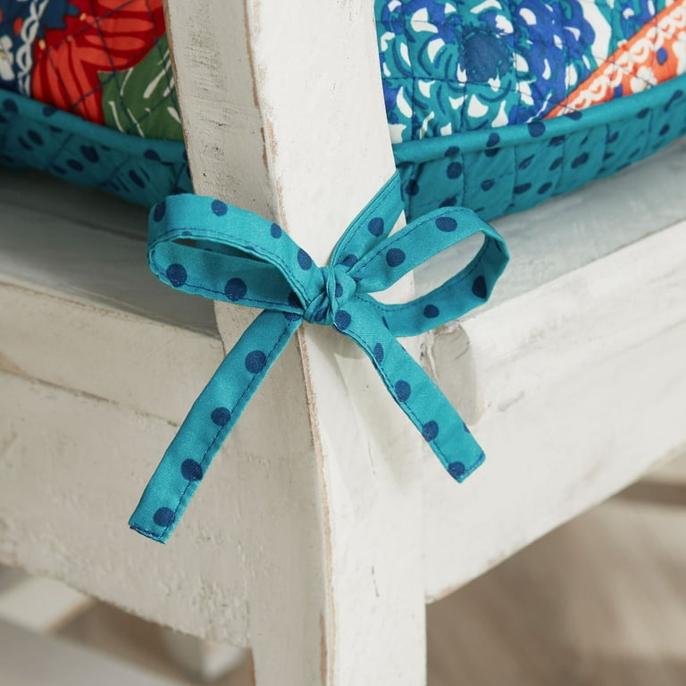 The Pioneer Woman 16 x 17 Dazzling Dahlias Quilted Chair Pad in Multicolor