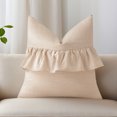 thumbnail image 2 of Unique Bargains Solid Boho Throw Pillow Covers with Ruffles Set of 1 Light Brown 18" x 18", 2 of 7