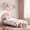 Pink Ivory, variant on Boucle Upholstered Twin Bed, Round Headboard with Arch Design in Soft Pink, Built-in Wood Slat Support System, No Box Spring Needed, Easy Assembly