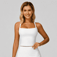 thumbnail image 3 of Feekit Women's Square Neck Workout Tank Top, Fitted Cropped Yoga Sports Top, Stretch Athletic Camisole for Running, Fitness, Lounge and Casual Wear, 3 of 7