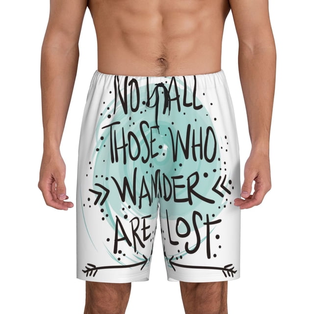 Fotbe Not All Who Wander Are Lost1 Pantalones Cortos de Pijama para Hombre, Ropa de Dormir, Pantalones de Pijama Cortos para Hombre-Medium