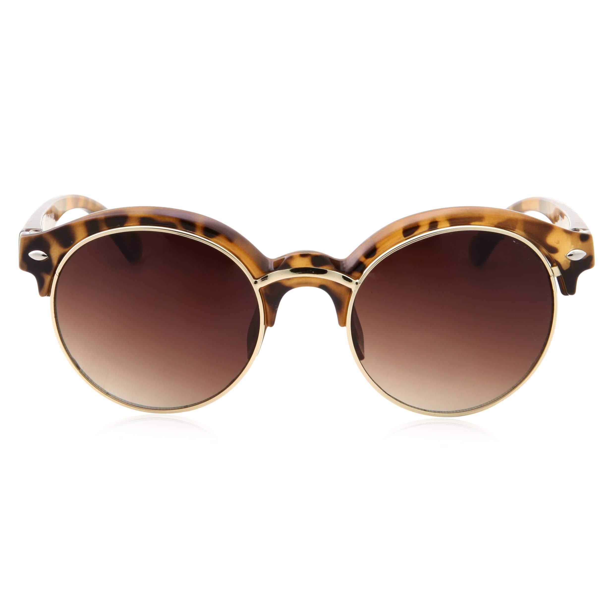 grinderPUNCH Classic Vintage Horned Rim Round Frame Adult Sunglasses for Men Women, Tortoise - image 3 of 5