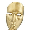 thumbnail image 5 of 6" x 17" Gold Porcelain Ceramic Quiet Gesture Mask Sculpture, by DecMode, 5 of 9
