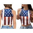 thumbnail image 2 of Color Cosplay American USA Flag Crop Tank Tops for Women T Shirt Patriotic 4th of July Vest Tops GA123-1016 XL, 2 of 7