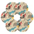 thumbnail image 7 of Yayeee 6 PCS Drink Coasters with Holder Set Woven Absorbent Round Tabletop Hot Pad, Blue Retro Print, 7 of 7