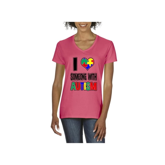 Women's T-Shirt V-Neck Short Sleeve - Autism Awareness