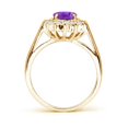 thumbnail image 2 of ANGARA Natural Princess Diana Inspired 1.15 ct Amethyst Ring with Diamond in 14K Yellow Gold for Women (Size-8x6mm) | February Birthstone, Anniversary, Jewelry Gift for Women | Natural Amethyst Ring, 2 of 10