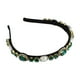 thumbnail image 5 of Bling Rhinestone Diadema Diadema de franela con diamantes de imitación verdes para mujer 5.51 x0.79, 5 of 7