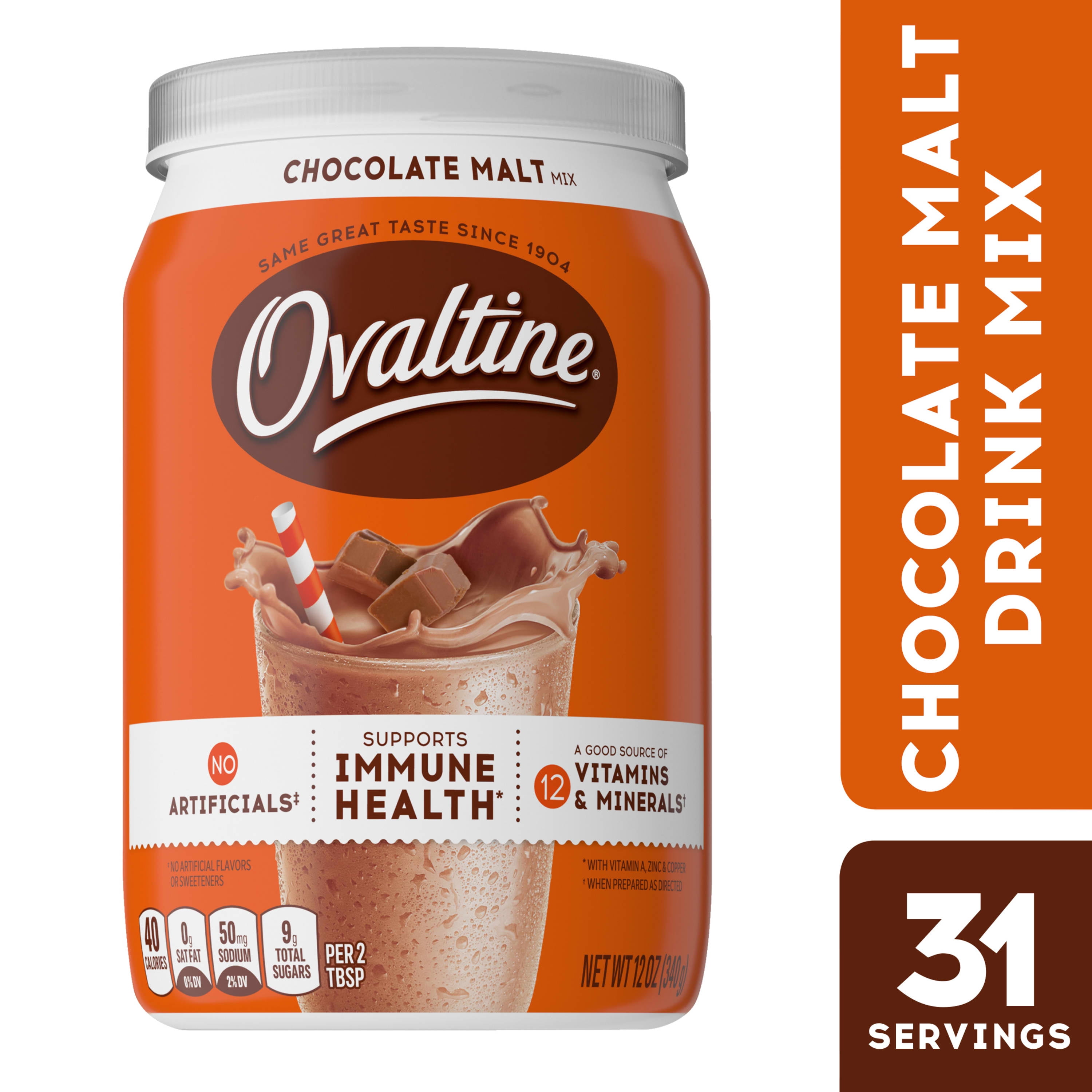 Ovaltine Chocolate Malt Powdered Drink Mix for Hot and Cold Milk, 12 OZ Can 12 oz
