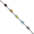 thumbnail image 1 of 925 Sterling Silver Rhodium-plated Multi Gemstone and Diamond Tennis Bracelet, 1 of 3