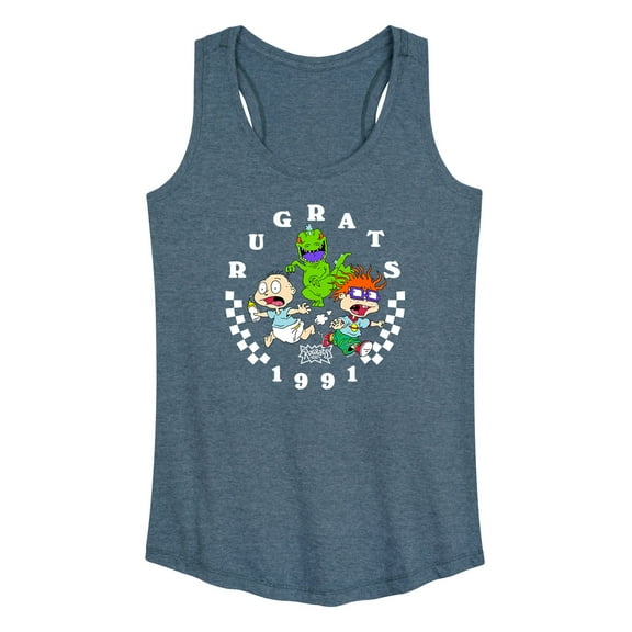 Rugrats - Running From Reptar Checkers - Women's Racerback Tank Top